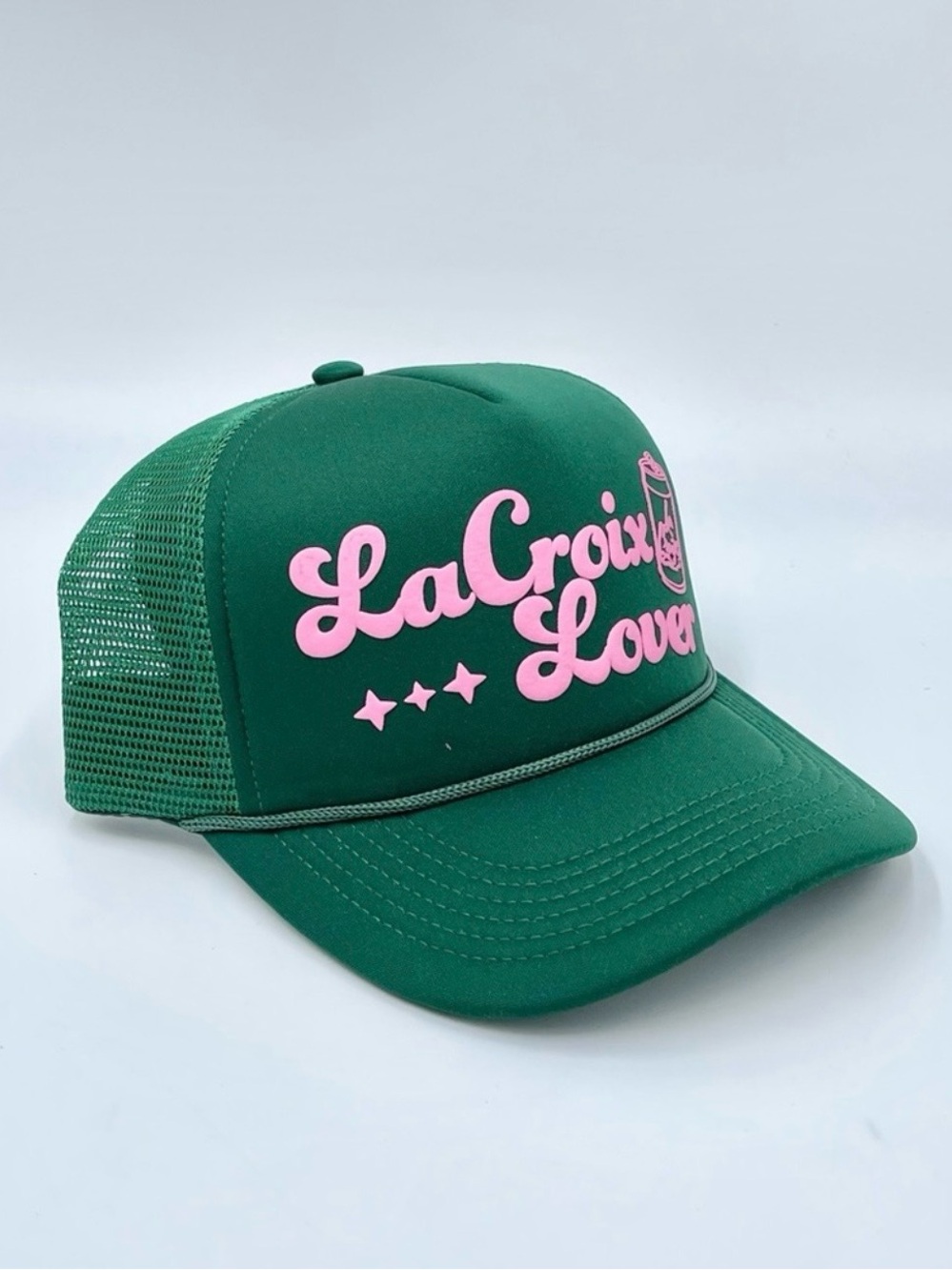 NEW La Croix Lover Puff‎ Print SnapBack Green Trucker Hat Adult OSFM